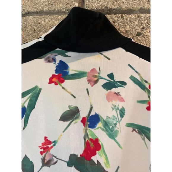 Adidas Womens Floral Print Track Jacket With Black Stripes & Full Zip Closure Si - Picture 8 of 8
